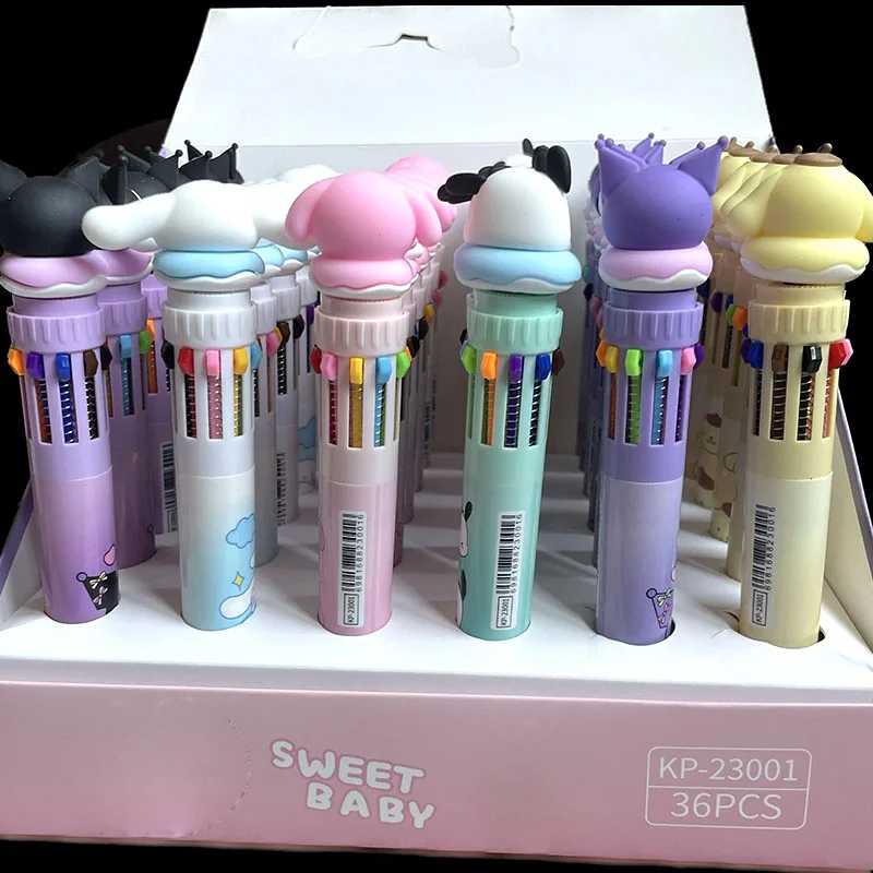 

36 pcs/lot Kawaii Dog Rabbit 10 Colors Ballpoint Pen Cute 0.7MM Press Ball Pens Office School Writing Supplies