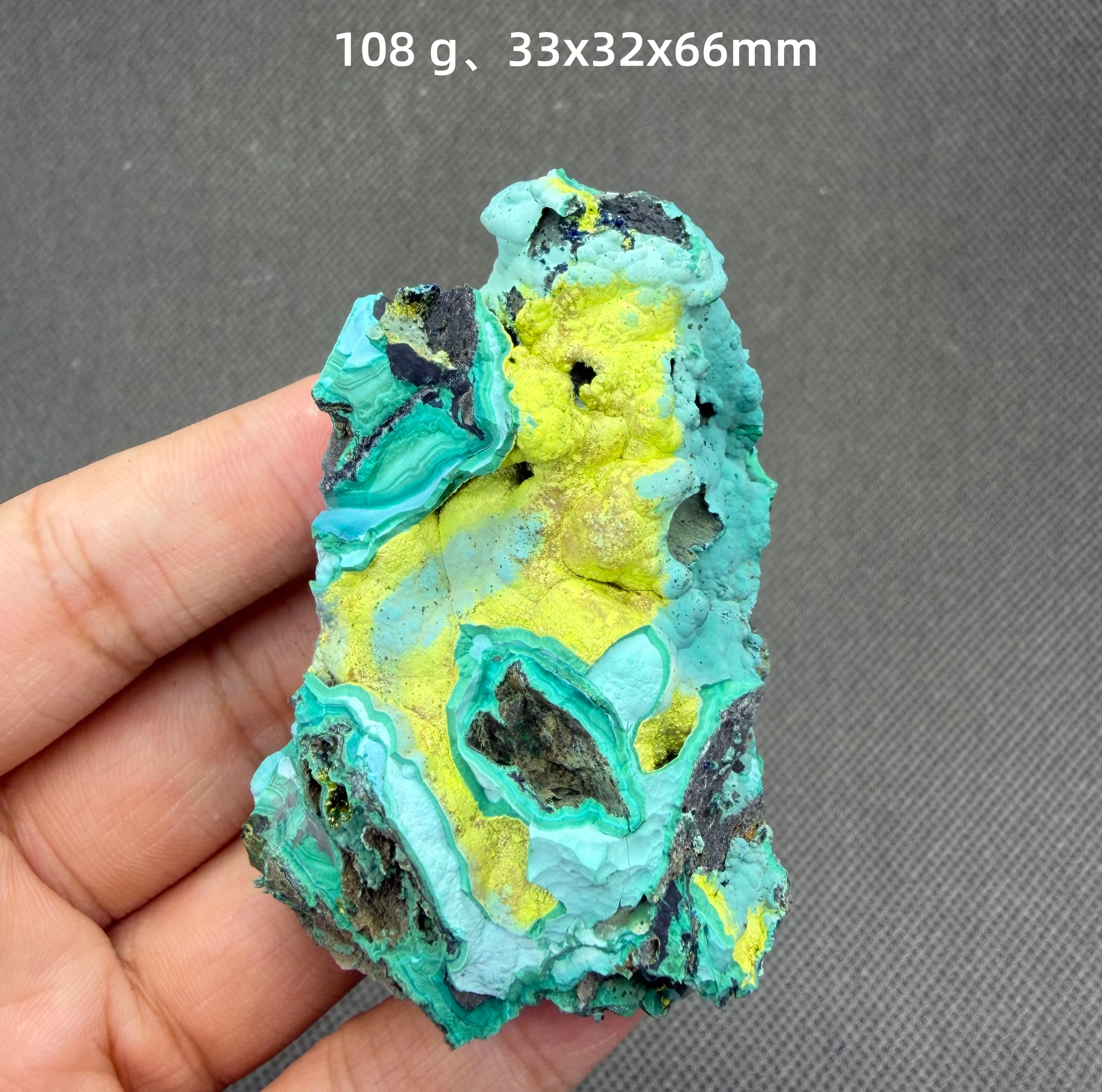 Rare Volborthite Naturally Intergrown with Malachite Collector's Grade Specimen 100% Natural No Repair Mineral Sample