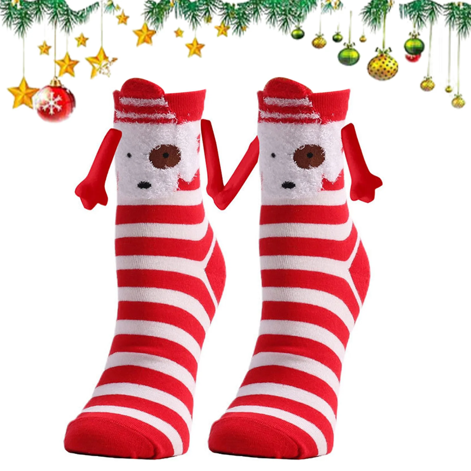 Christmas Hand Holding Socks Funny Creative Magnetic Attraction Holding Hands Socks for Women Friends Couples