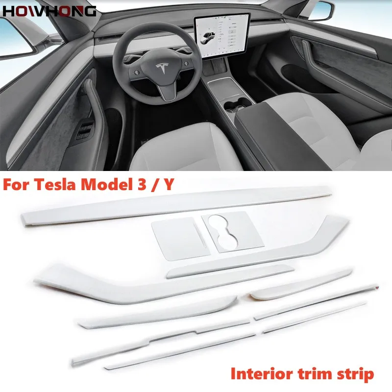 Per Tesla Model Y 3 Central Control cruscotto pannello porta tazza d\'acqua striscia di rivestimento colore bianco accessori interni auto modifica