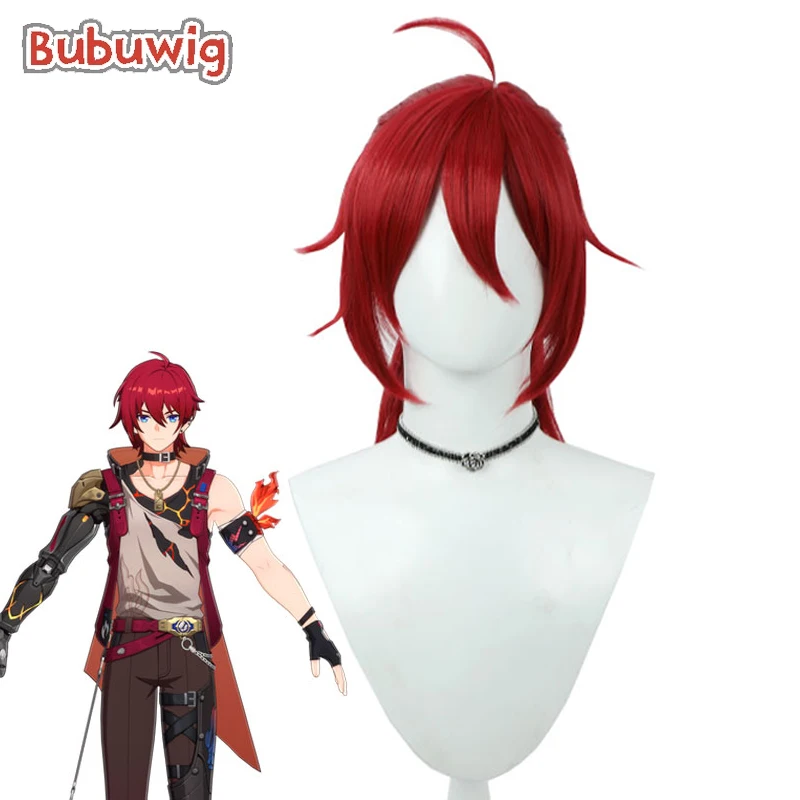 

Bubuwig Synthetic Hair Luka Cosplay Wigs Honkai: Star Rail Luka 35cm Women Short Straight Red Anime Party Wig Heat Resistant