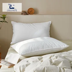 Liv-Esthete Luxury 100% Goose Down Pillow Sleep Gift Down-proof Queen King 100% Cotton White Pillows For Sleeping