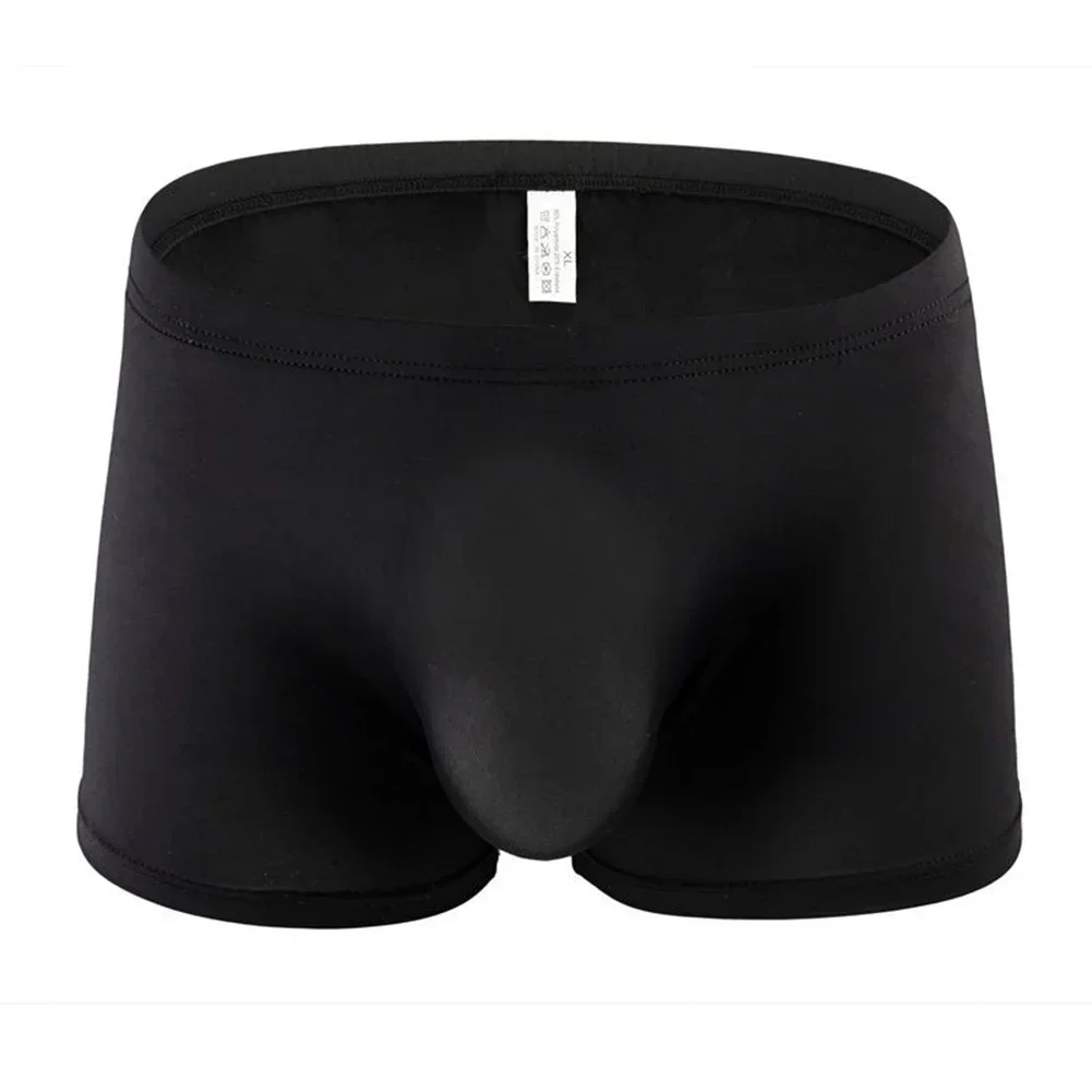 سراويل داخلية قابلة للتنفس من الحرير الجليدي للملاكمين ليلاً للنوم ملابس داخلية للرجال من نسيج النايلون بلون سادة مناسبة لجميع المواسم