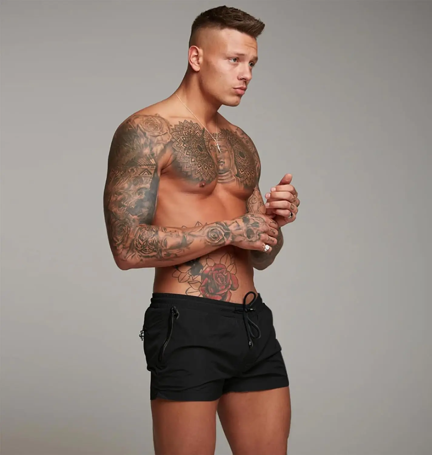 Mens Swim Trunks Quick Dry Swimwear Zipper Pockets, Swim Shorts With Mesh Lining