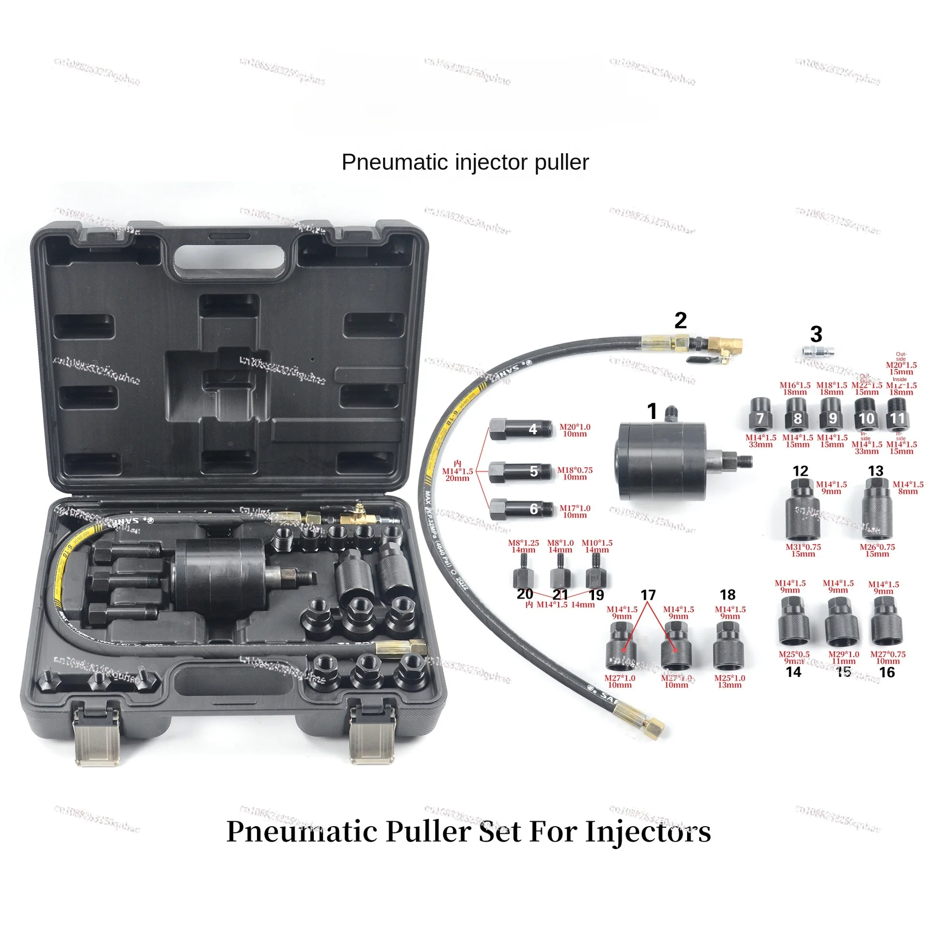 Pneumatic Injector Removal Puller Tool Set, Quick Injector Truck, Removal Injector Repair Tool