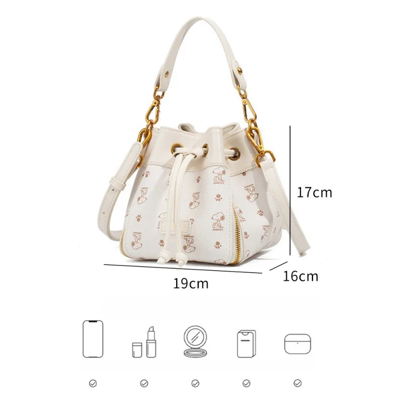 2024 Summer hot Cartoon Snoopy Drawstring Light Luxury Outing Commuting Shoulder Messenger Bag Cute girl gift Brand Direct Sales