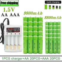 2024 Hot Selling 1.5V Rechargeable Battery AA9800MAH AAA8800MAH Alkaline Technology Battery with Charger, Suitable for Toys