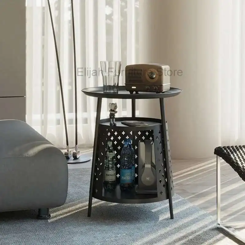 

Space Black Coffee Table Round Metal Minimalist Saving Coffee Table Design Aesthetic Mueble Entrada Recibidor Balcony Furnlture