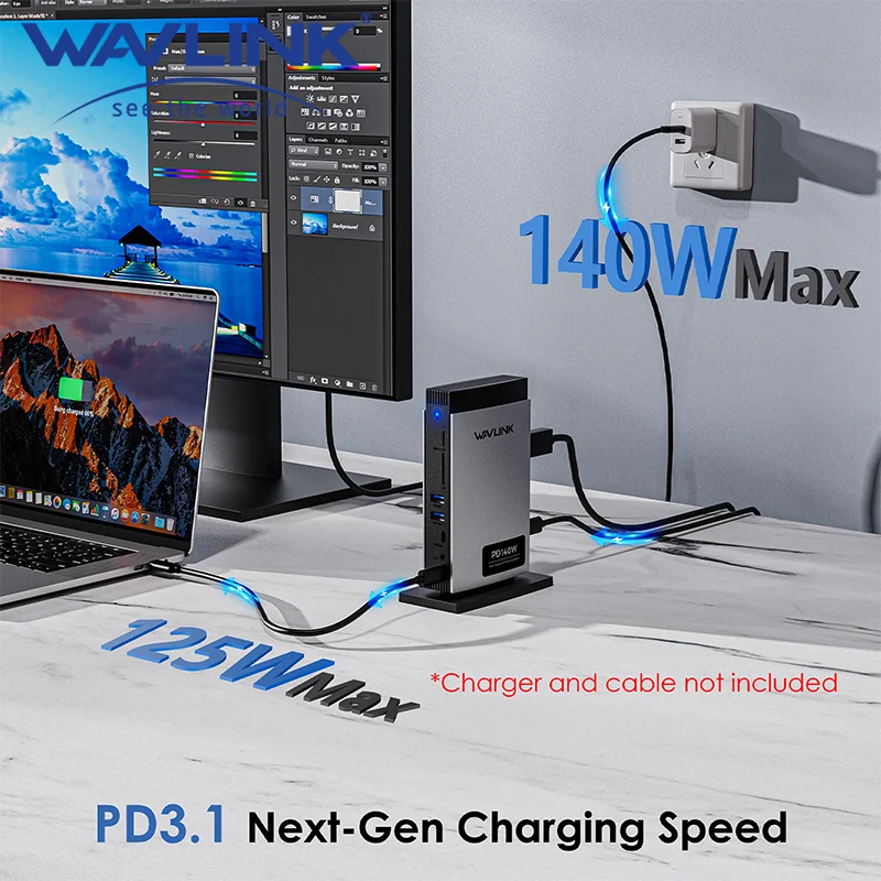 Wavlink 11 In 1 PD3.1 Triple Display USB C Docking Station with