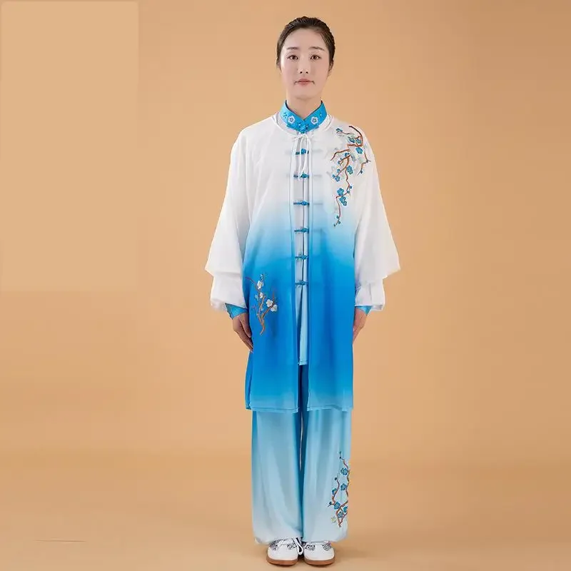 Women Silk Satin Chinese Tai Chi Suit Female Kung Fu Wushu Martial Arts Uniform Wing Chun Jacket Pant Oriental Exercise Clothing