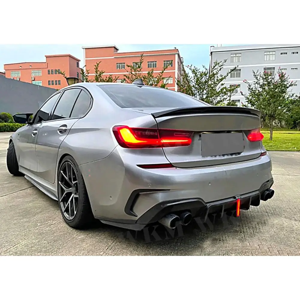 Carbon Fiber Heckstoßstange Lip Diffusor Spoiler mit LED-Licht für BMW G20 G28 M Sport M340i 2020 2021 2022 Auto BodyKits FRP