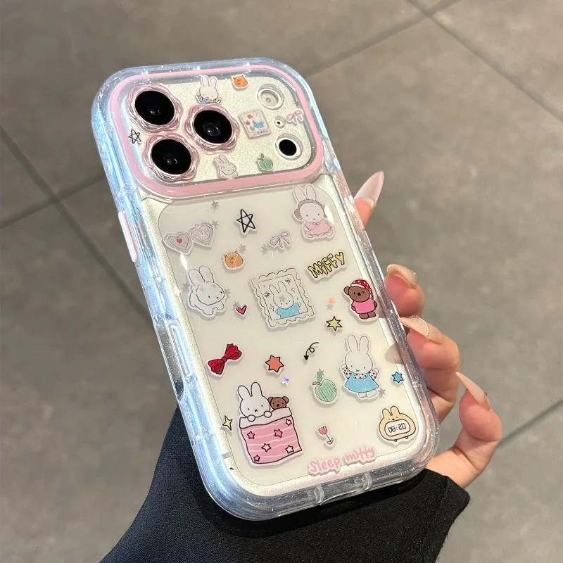 Miffy Kawaii Anime Cartoon Mobile Phone Case For AppleiPhone17/16/15/14 Protective Case All Inclusive Anti-fall Ultra Thin