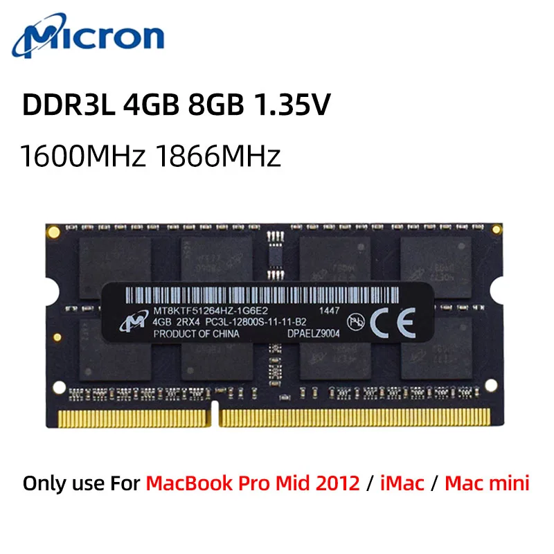 

8GB 4GB DDR3L 1600MHz 1866MHz RAM Laptop Memory PC3L-12800 PC3L-14900 SO-DIMM 1.35V RAM