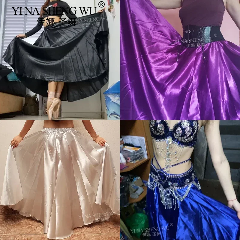 Jupe en Satin à 360 degrés, Costume de spectacle de danse du ventre, jupe longue espagnole en Satin, grande balançoire, vêtements d'entraînement de danse féminine