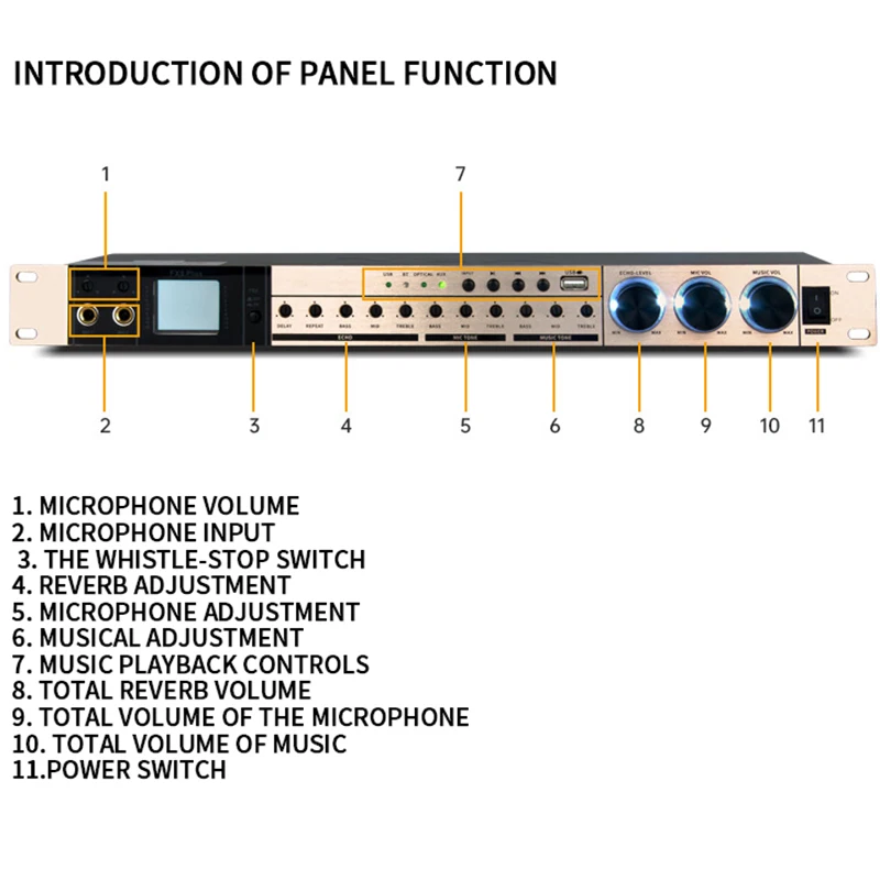 Hot Sale Audio Equipment FX9plus Effect Device Bluetooth Stage KTV Home Performance Outdoor Bar