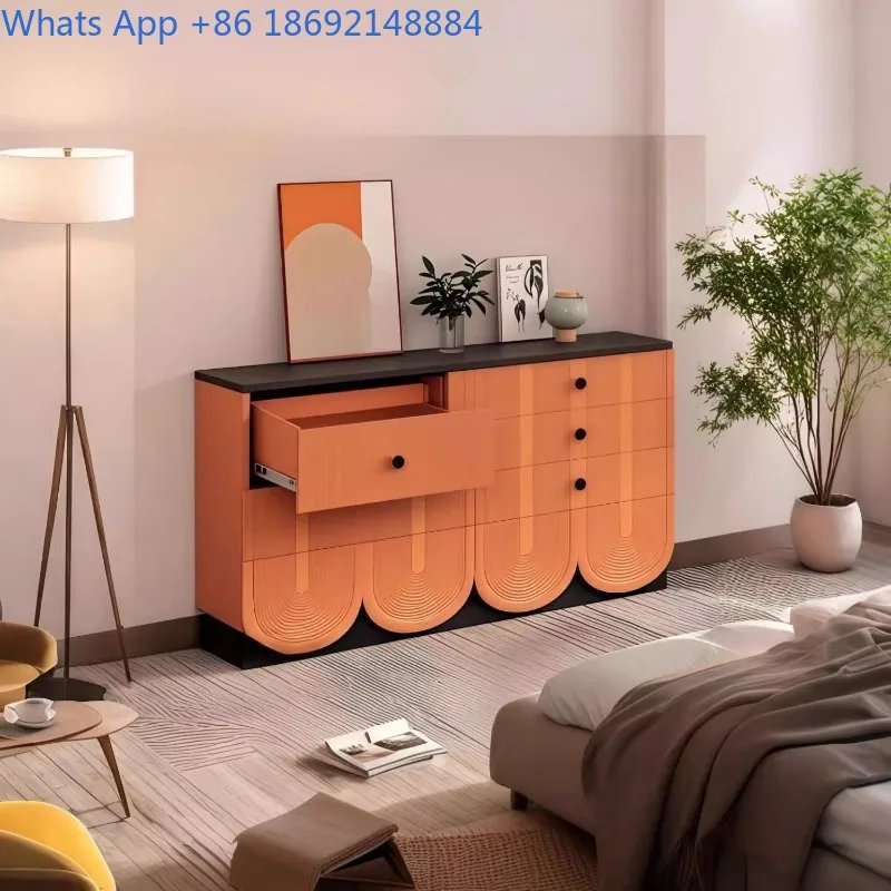 

French Cream Style Solid Wood Sideboard Modern Simple Light Luxury Living Room Cabinet Storage Rack