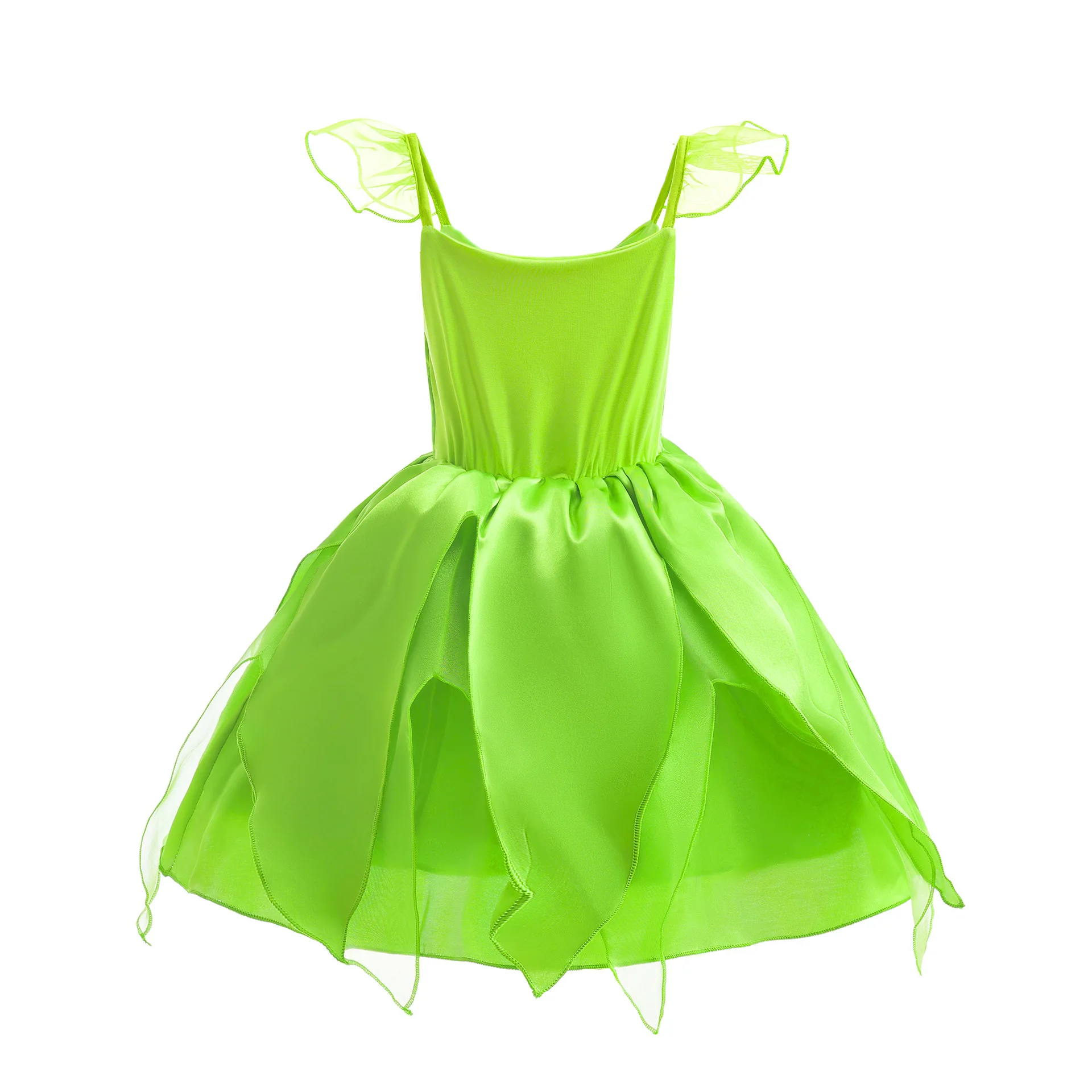 Fairy Tinker Bell Dress for Girls Princess Costume Kids Cosplay Green Flower Fairy Elf Wings TinkerBell Carnival Party Clothes