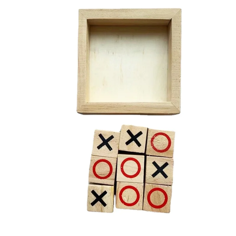 Wooden XO Chess Board Game for Children, Tic Tac Toe, Casual Battle Board Game