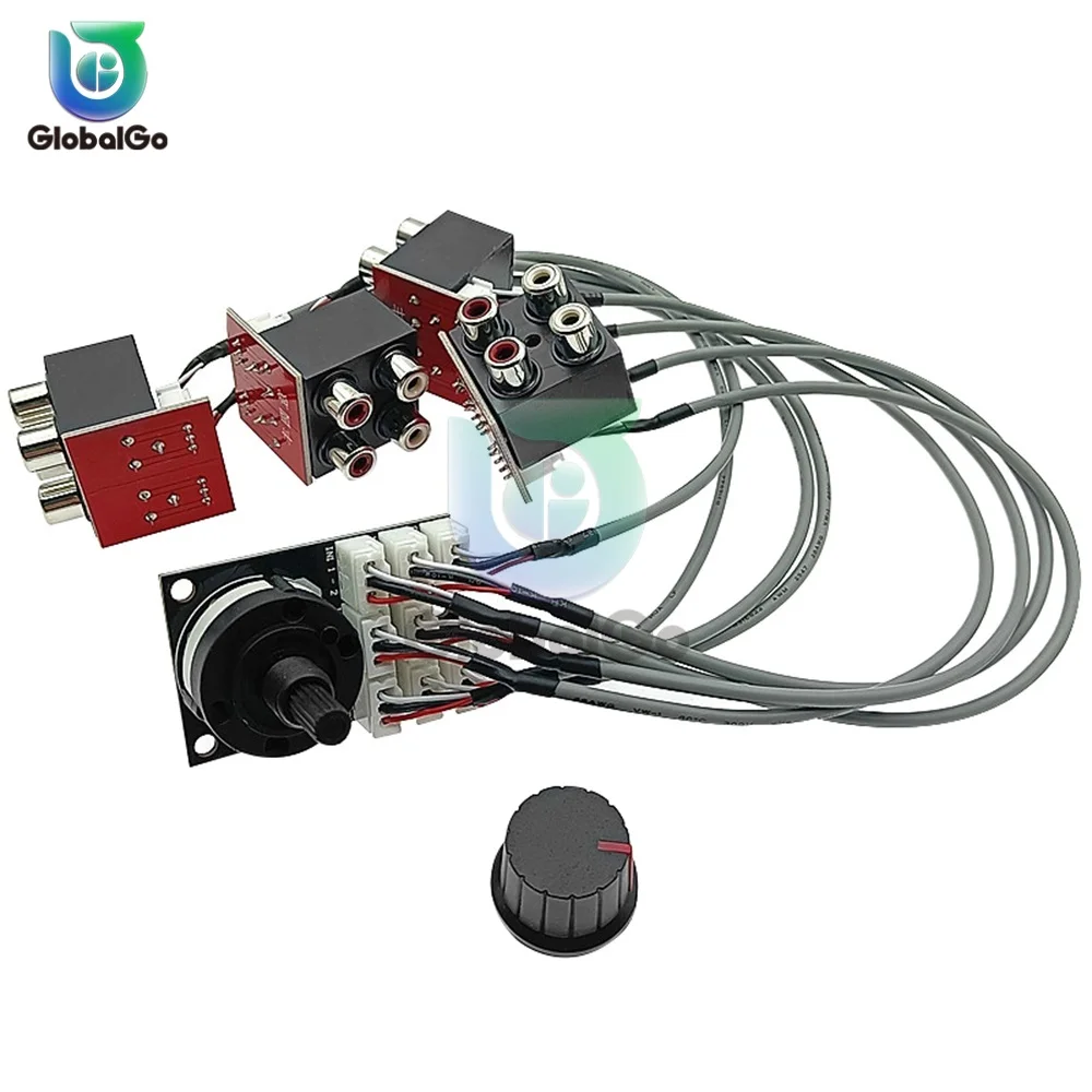 Bảng chuyển mạch tín hiệu âm thanh 4 KÊNH 3 chiều bảng chuyển mạch chọn nguồn âm thanh AV Đầu vào tín hiệu Rac với nắp núm