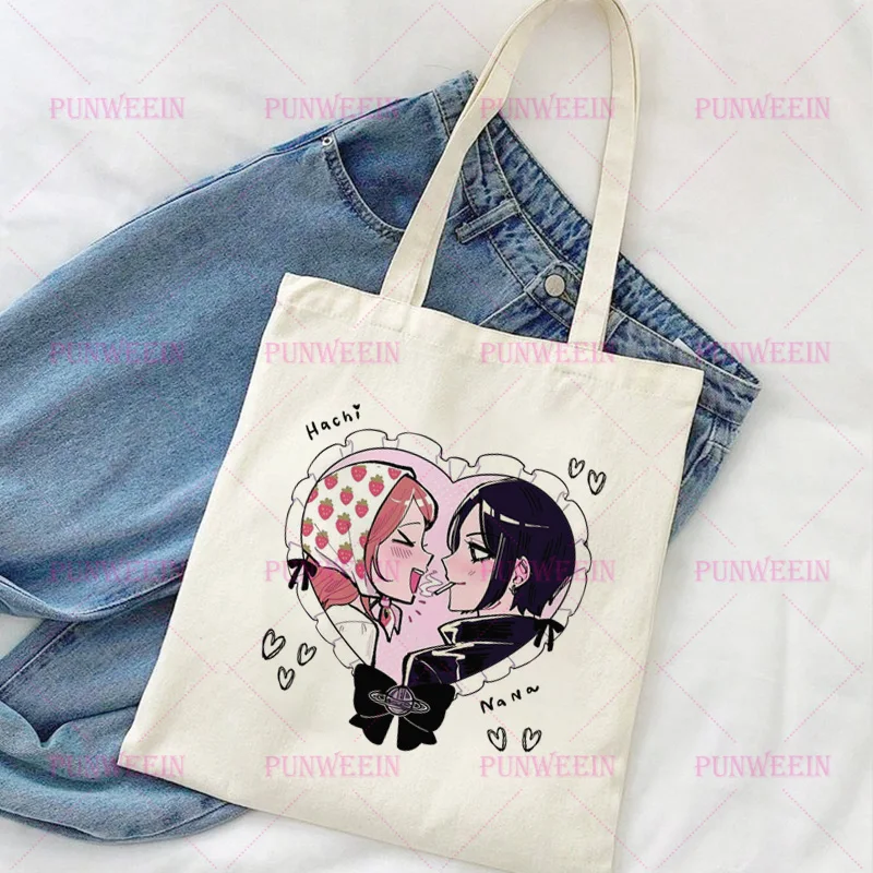 NANA Cartoon Print Canvas Bag Women Japan Subculture kawaii Casual Harajuku Handbag Y2K Shopping Bag Vintage Cute Shoulder Bag