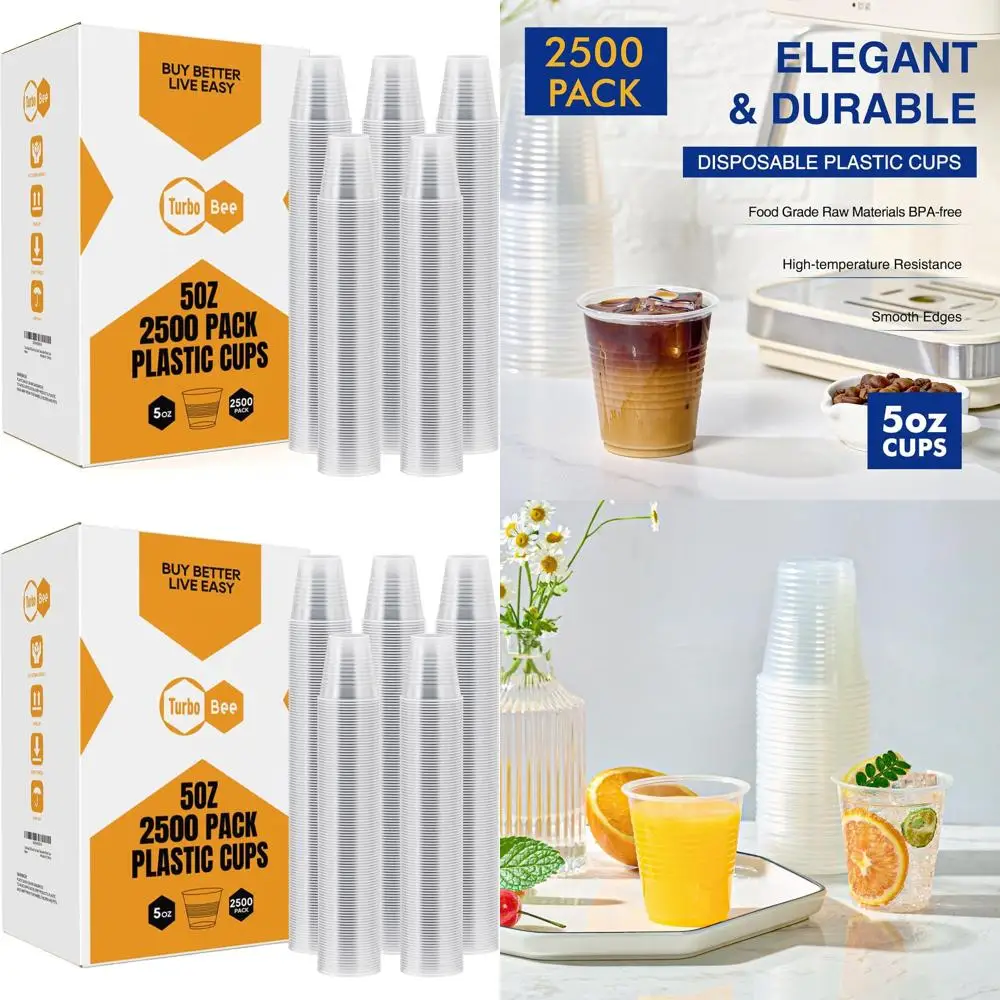 

Прозрачные пластиковые стаканы 5 унций, 2500 штук, маленькие одноразовые стаканы для вечеринок, прозрачные стаканы для напитков для пикников, барбекю и мероприятий