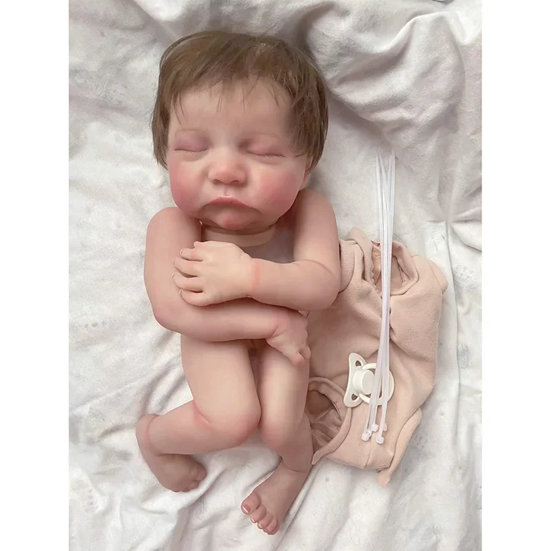 19inch Levi Sleeping Already Painted Reborn Doll Parts Doll Kit Lifelike Baby 3D Skin With Visible Veins and Cloth Body