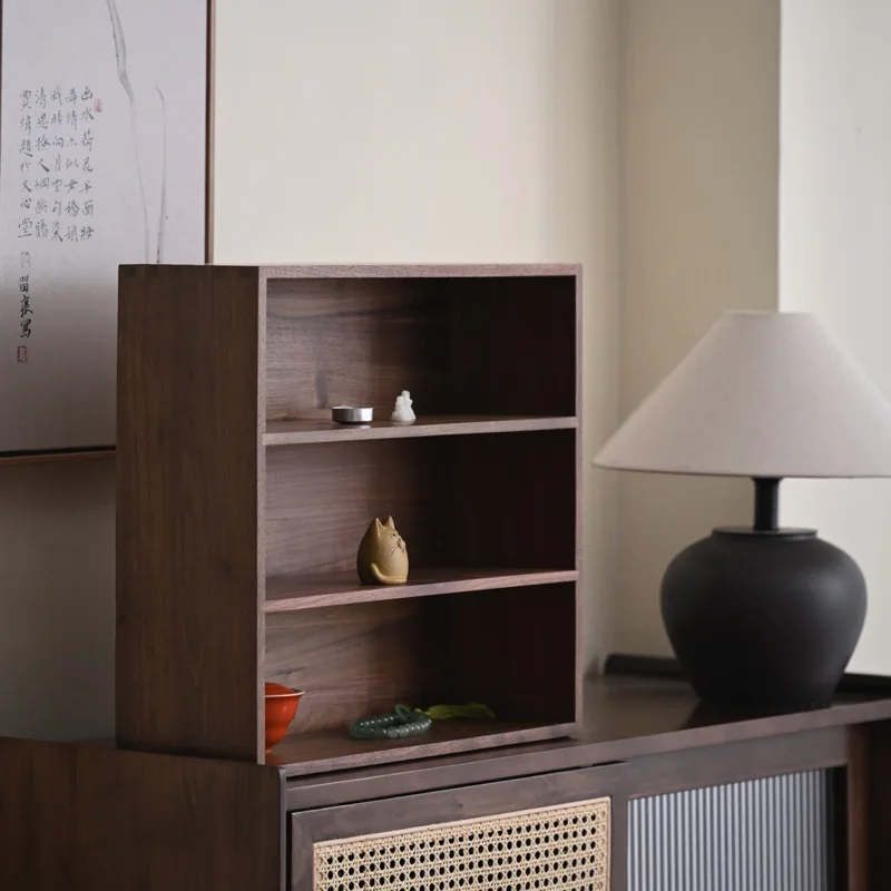Desktop storage , black walnut solid wood dovetail structure, storage second-layer rack, display retro shelf.