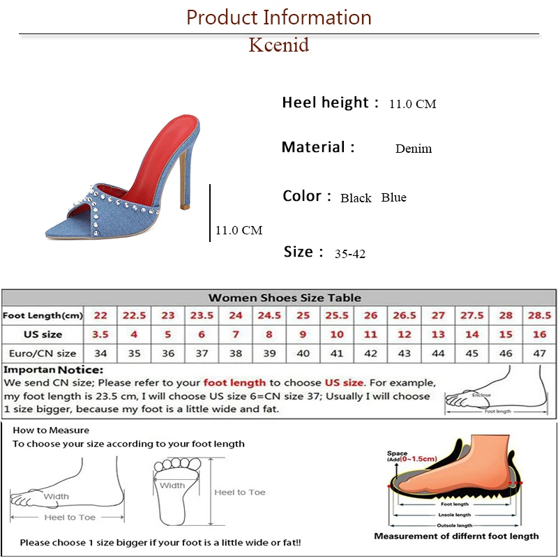 Kcenid Summer 2024 New Sexy Party Banquet Sandals For Women High Heels Shoes Fashion Rivet Slip On Pointed Toe Slippers Women