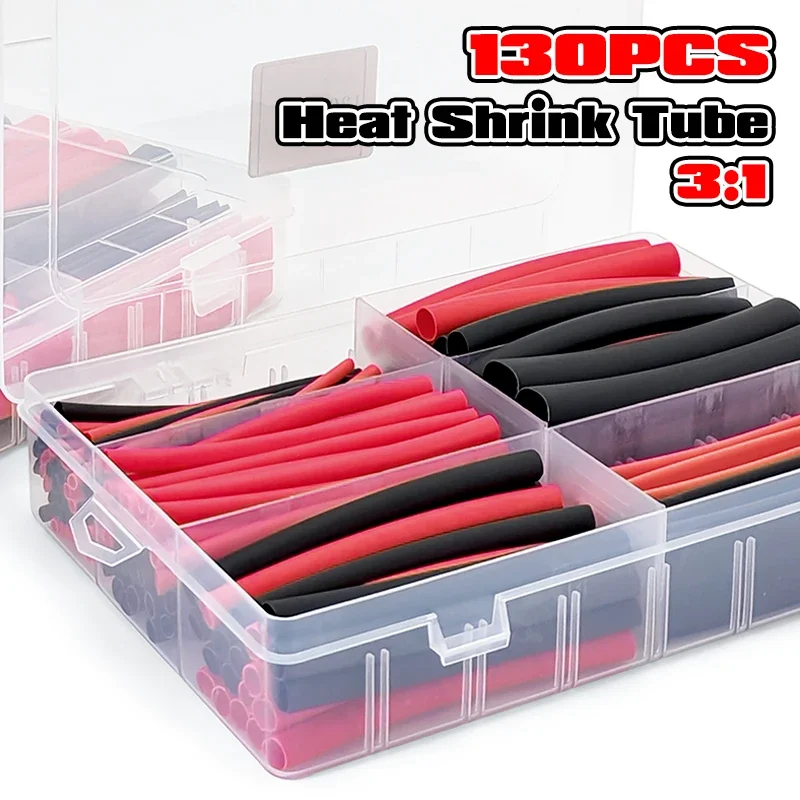 3:1 Black and Red Polyolefin Insulated Heat Shrink Tubing Flame Retardant Seal Sleeve For Audio Coaxial Signal Cable Wrap Repair