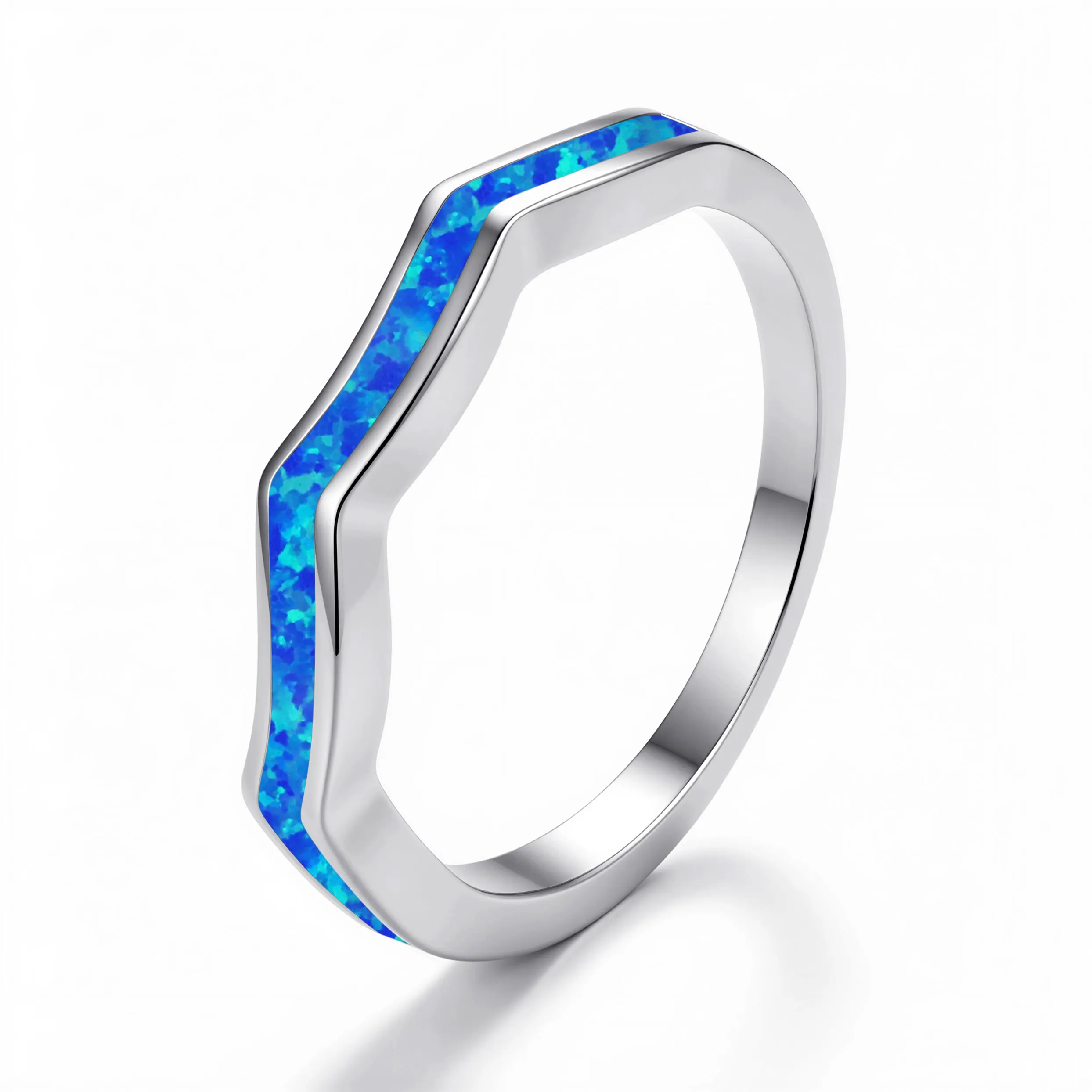 Unique curved wave design, different from ordinary plain rings, stylish for single wear or stacked with other rings for Birthday