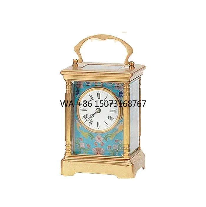 

Middle Gilt Brass Case Cloisonne Enamel Dial 8 Days Repeater Mechanism Platform Escapement Arc Lifting Handle Carriage Clock