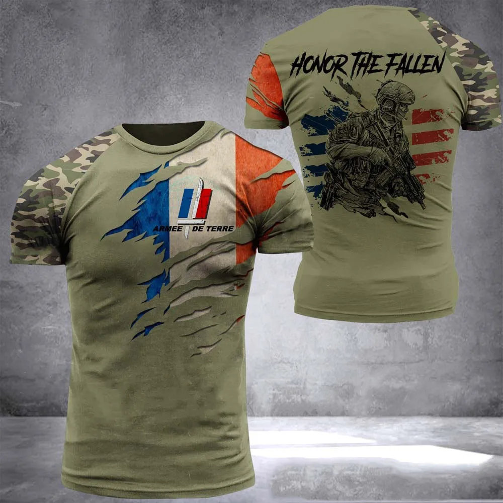 2022 Summer ARMY-VETERAN T Shirt Men\'s French Soldier Field Top 3D Print T Shirt Veterans Camouflage Commando Loose Camisetas