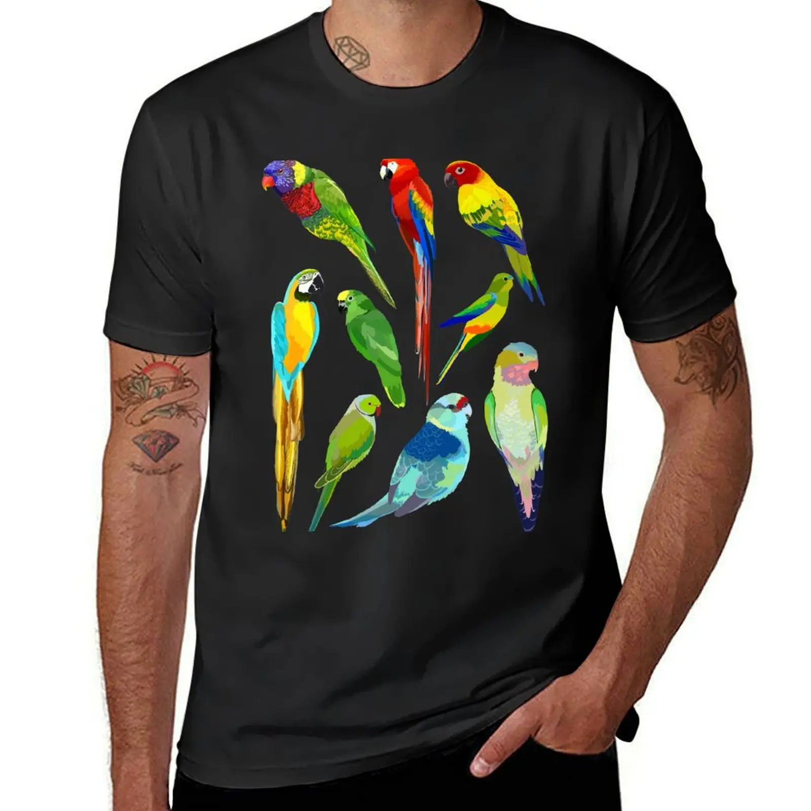 Parrots T-Shirt anime customs design your own boys whites korean fashion mens workout shirts