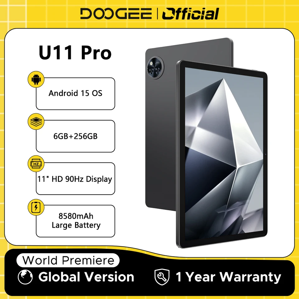 Global Version DOOGEE U11 Pro Android 15 Tablet 30GB(6+24) 256GB