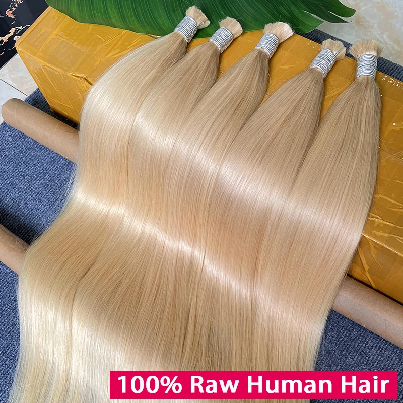 

# 613 Светлые прямые 100% человеческие волосы для плетения, необработанные, без утка, необработанные, для наращивания волос, косички в стиле бохо, натуральные волосы