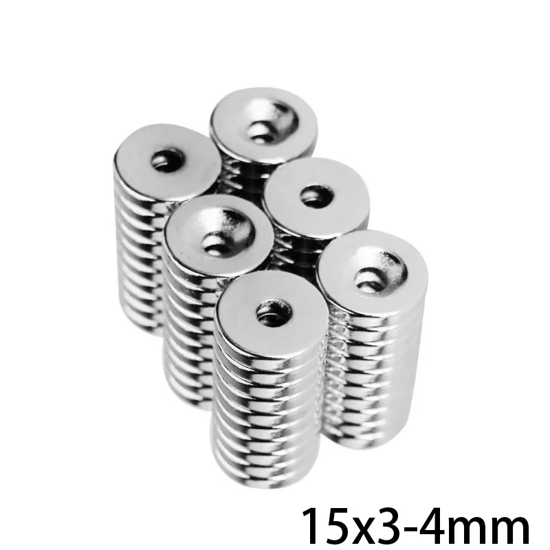 15X3-4 MM Strong Round Magnets 15X3 mm Hole 4mm Small Round Countersunk Magnets 15*3-4mm Neodymium Disc Magnet 15*3-4