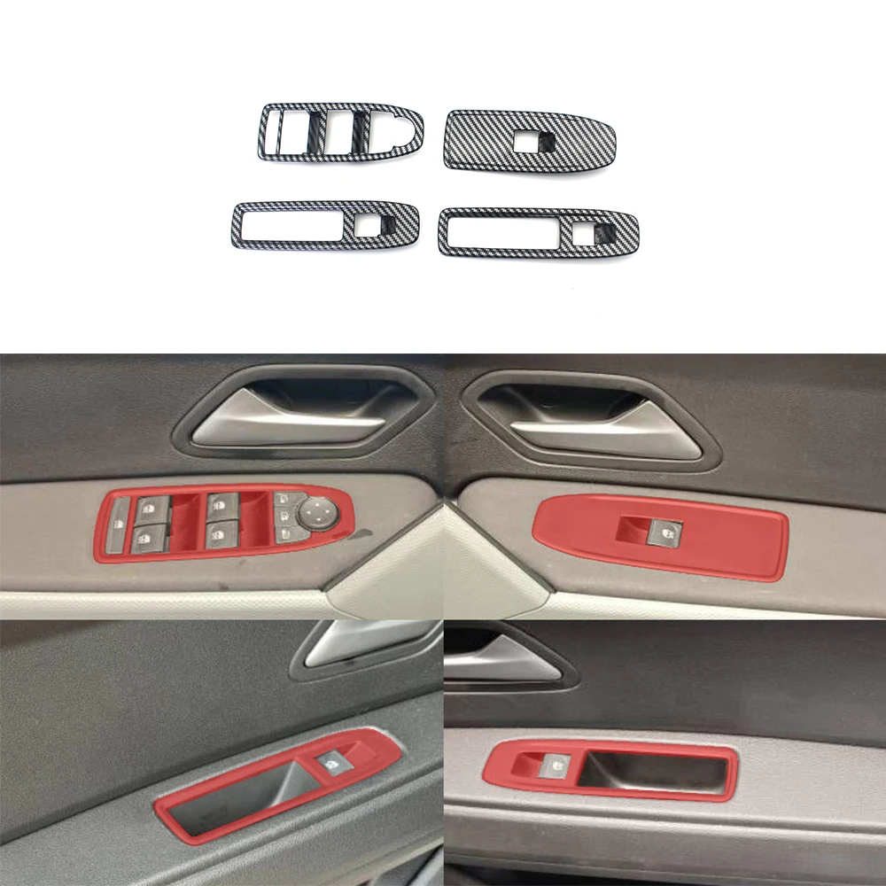 ABS Carbon Fiber Color Window Glass Lift Trim Switch Button Panel For Dacia Duster