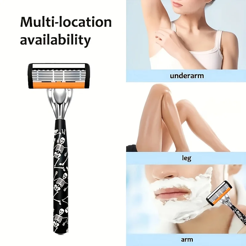 ماكينة حلاقة يدوية آمنة للرجال مكونة من 6 طبقات من الفولاذ المقاوم للصدأ، رأس ماكينة حلاقة قابلة للاستبدال، أدوات ماكينة حلاقة.