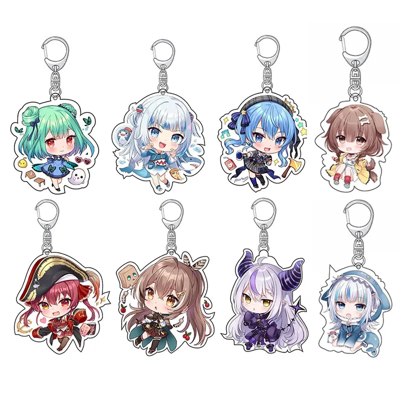 Anime Hololive Vtuber Keychain Cartoon Cute Figures Pendant Key Chain Ring Ornament Bag Charm Women Men Gift Jewelry Accessories