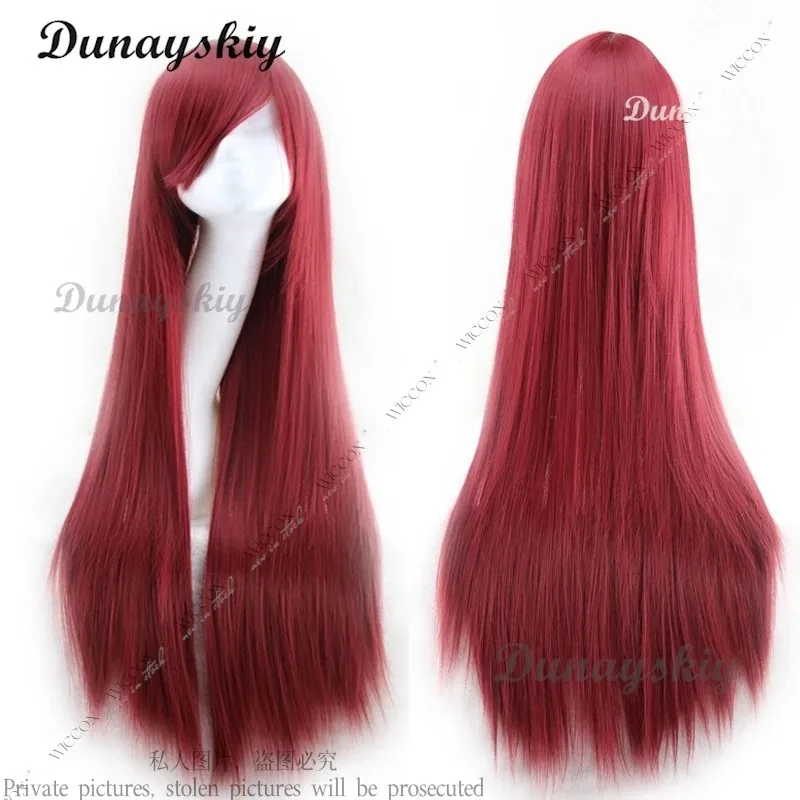 2025 أنيمي الجنية كوس الذيل شعر مستعار طويل مستقيم الأحمر شعر مستعار للحفلات S-class ماج القرمزي هالوين امرأة Erza
