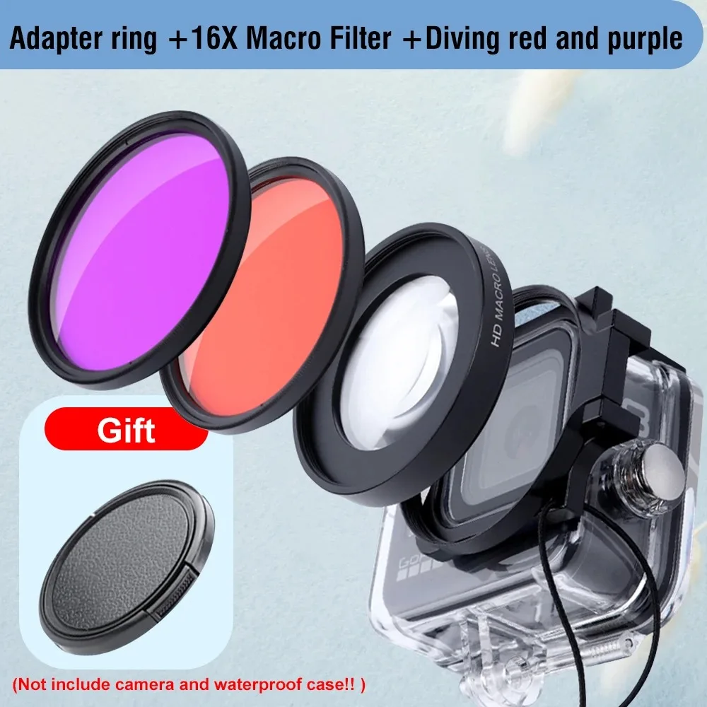 HD Macro Lens for GoPro Hero 13-12-11-10-9-8 Black Close-Up Macro Attachment Action Camera Accessory Camera Not Included