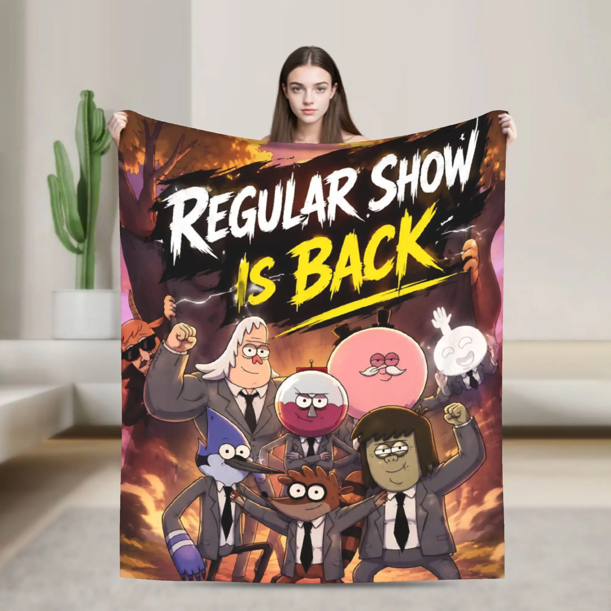 Regulars Show Cartoon Character Gift Blanket For Men Women Super Soft Cozy  Throw Blankets for Sofa 50x60 Inches Multi-size