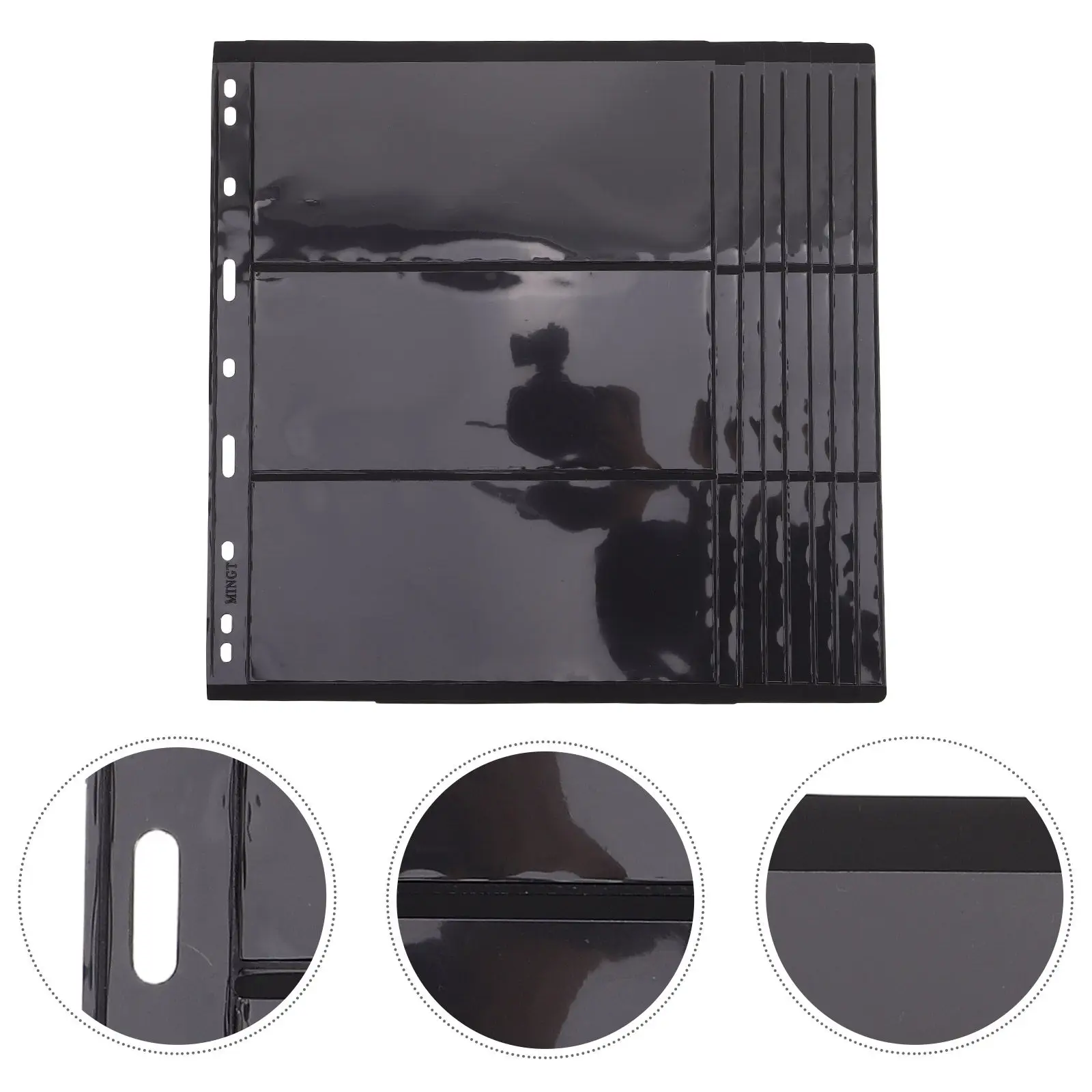 

Набор из 8 двусторонних страниц для коллекционного альбома для марок, черные, 3-рядные, с отрывными листами, для хранения марок, принадлежности для коллекционеров