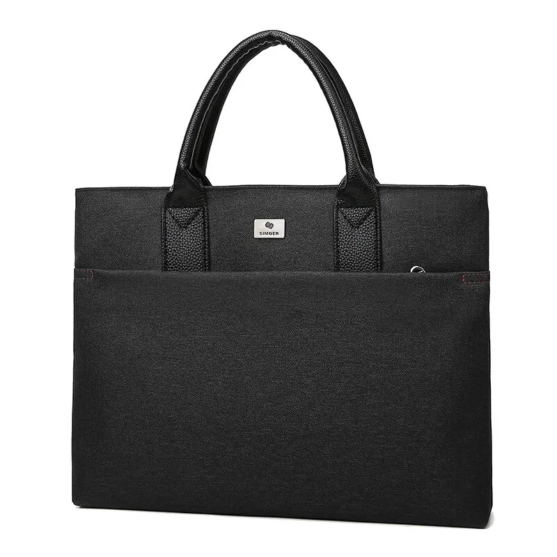 SIMOER Customizable Men Bag Black Business Briefcase Office Folder Tote File Bags 13.3 Inch Laptop Handbag Wearproof Oxford