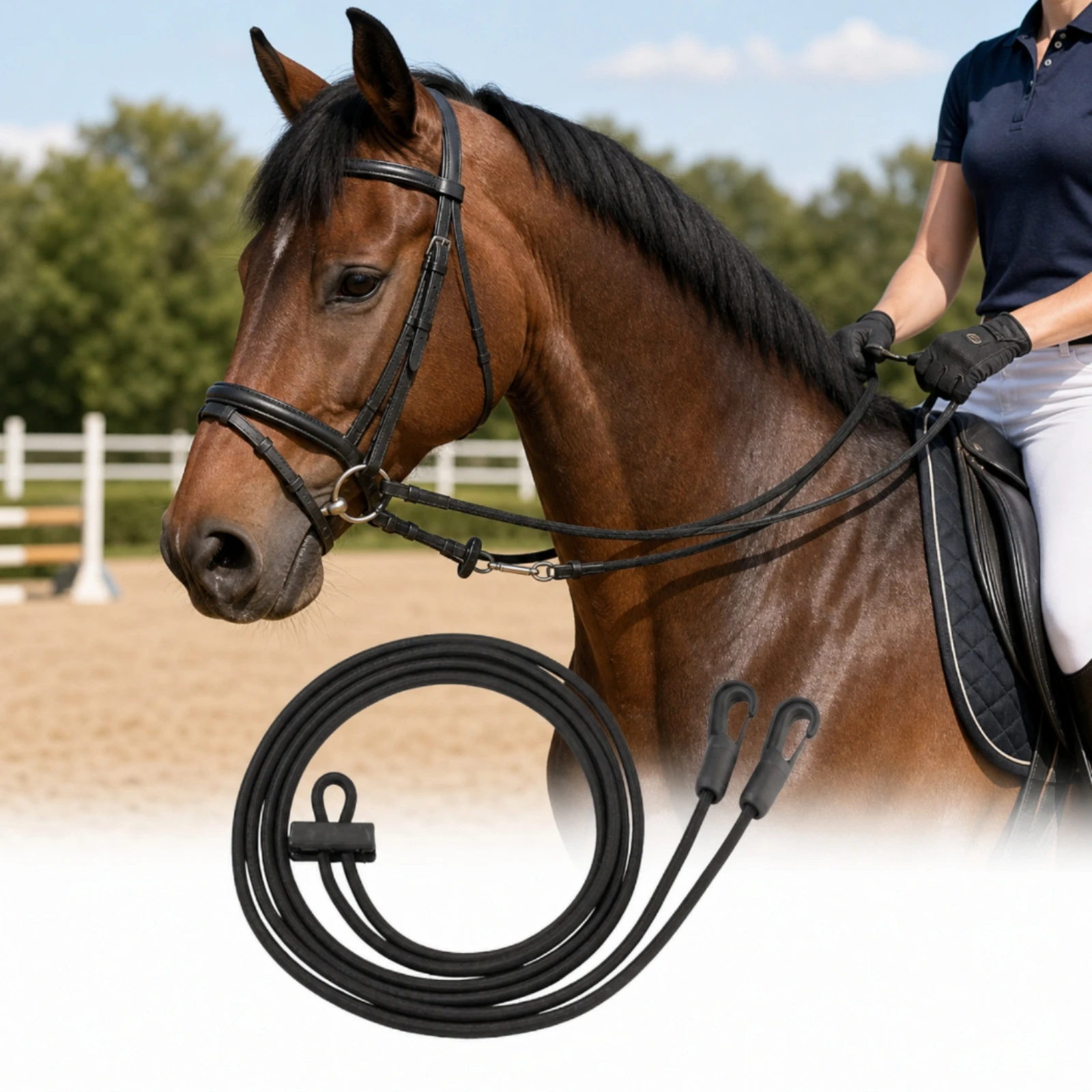 Elastic Side Rein with Snap Hooks Flexible Horse Training Strap Horse Side Reins Long-Lasting Tack Stable for Equestrians