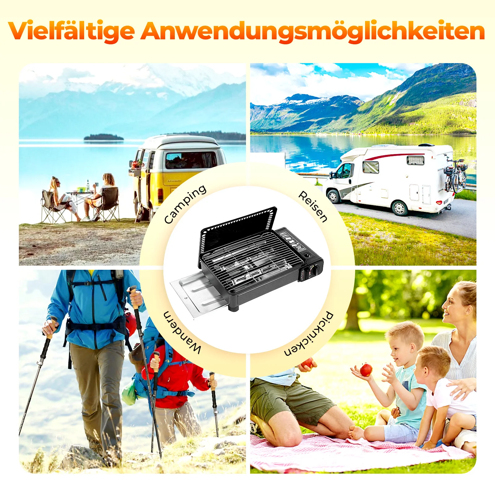 Tragbarer Butangas-Campingkocher mit Aufbewahrungstasche, Mini-Outdoor-Grillbrenner für Reisen, Wandern und Backcountry-Kochen – Detail 5