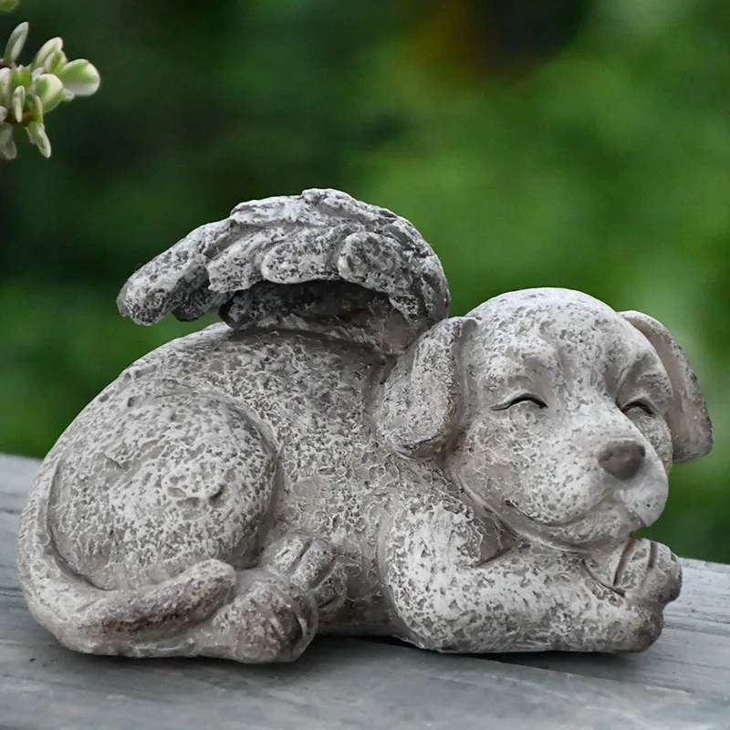 الشمال الرجعية الملاك الكلب التماثيل الحلي في الهواء الطلق فناء الراتنج نماذج للحيوانات الحرف المنمنمات حديقة اكسسوارات الديكور #5