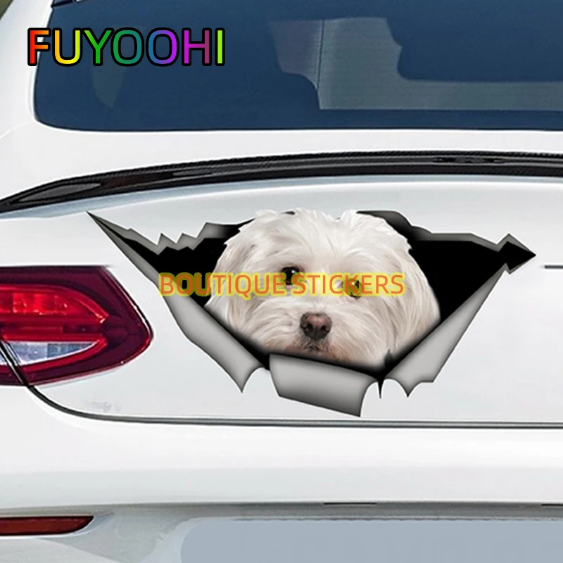 FUYOOHI Funny Decal Vivid 3D Dog Car Sticker Fuel Tank Cap Waterproof Motorcycle Stickers to Make Your Car Stand Out