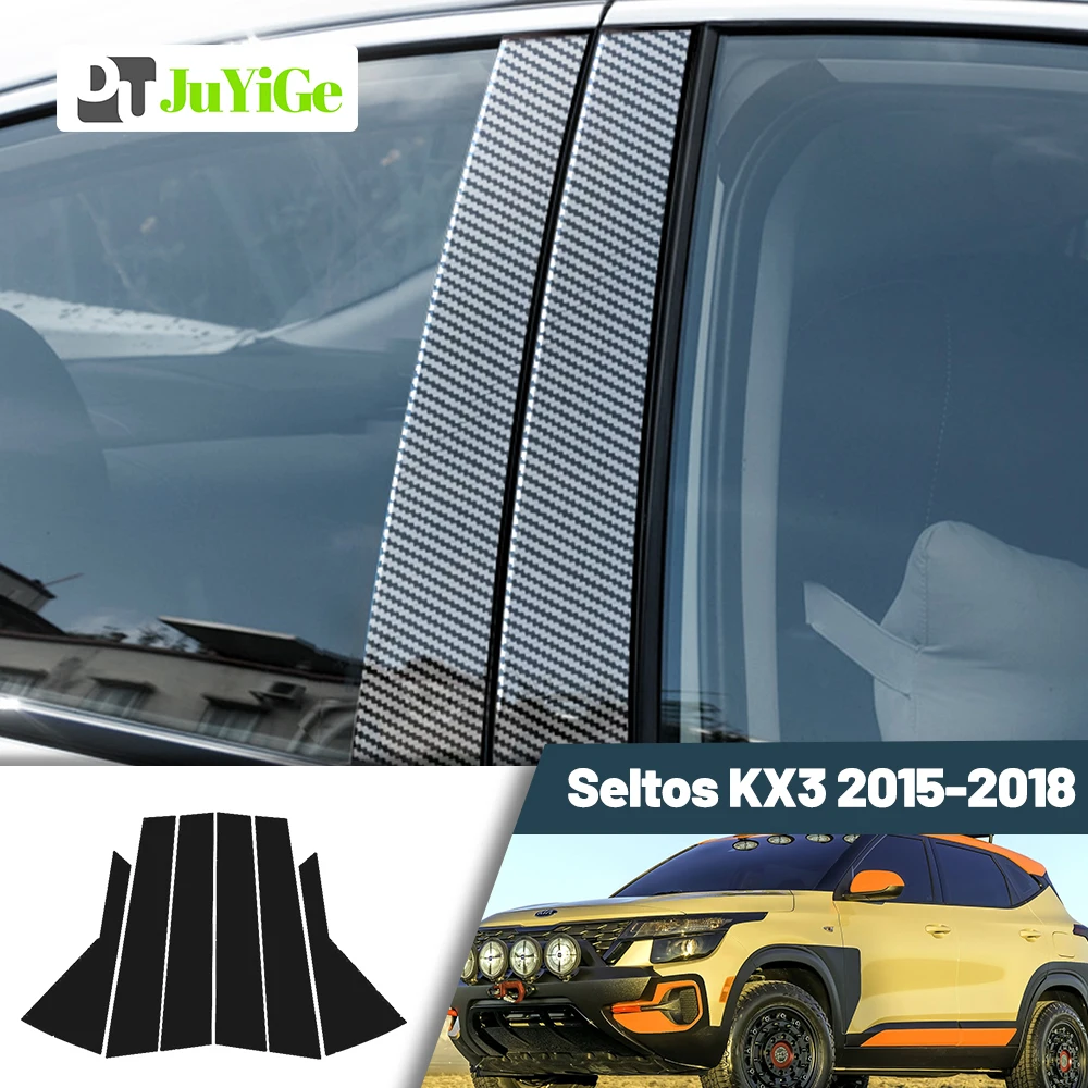 

Glossy Black Carbon Fiber Window Door Deal B C Pillar Post Cover Sticker For Kia Seltos KX3 2015-2018 2016 2017