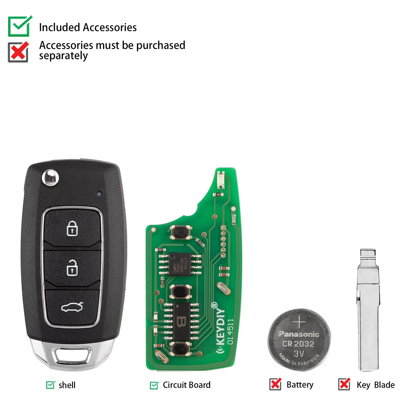 KEYDIY KD B28-3 Universal Flip Remote Key 3 Buttons Compatible with Hyundai Type